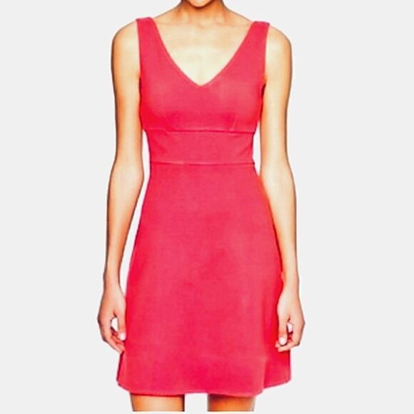 J CREW V Neck Cotton Spandex Sheath A-line Dress Hot Pink Barbie Sz 0 - Picture 1 of 8